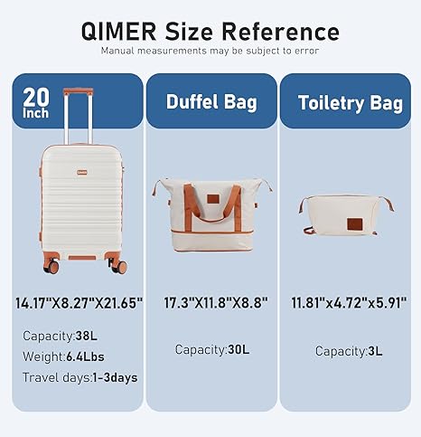 Luggage Sets, 20 Inch Carry on Luggage Using 100% PC, Lightweight Luggage with TSA Locks, Durable, Quiet Double Wheels, Travel Luggage for Men and Women, Y02 White (20"/DB/TB) - Image 3