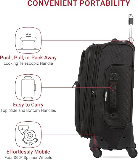 SwissGear Sion Softside Expandable Luggage, Black, Carry-On 21-Inch - Image 4