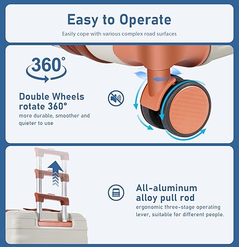 Luggage Sets, 20 Inch Carry on Luggage Using 100% PC, Lightweight Luggage with TSA Locks, Durable, Quiet Double Wheels, Travel Luggage for Men and Women, Y02 White (20"/DB/TB) - Image 2