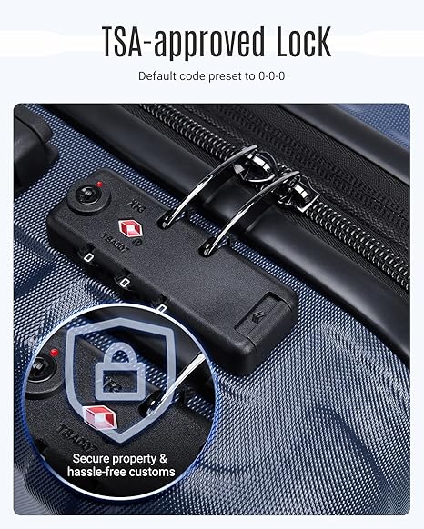 LIGHT FLIGHT Luggage Sets, 3 Piece Durable Suitcase Set with Spinner Wheels, 3 Pcs Hardside Lightweight luggage with TSA Lock, Large Checked Travel Suitcases, 20/24/28 Inch, Dark Blue - Image 2
